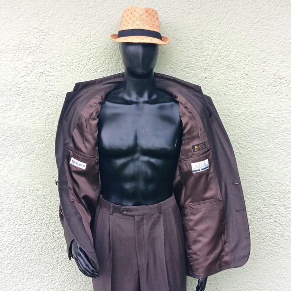 ALBERT NIPPON MEN'S VINTAGE PURE HEAVY WOOL PIN STRIPED 2 (PC) LUXURY SUIT - Picture 9 of 17